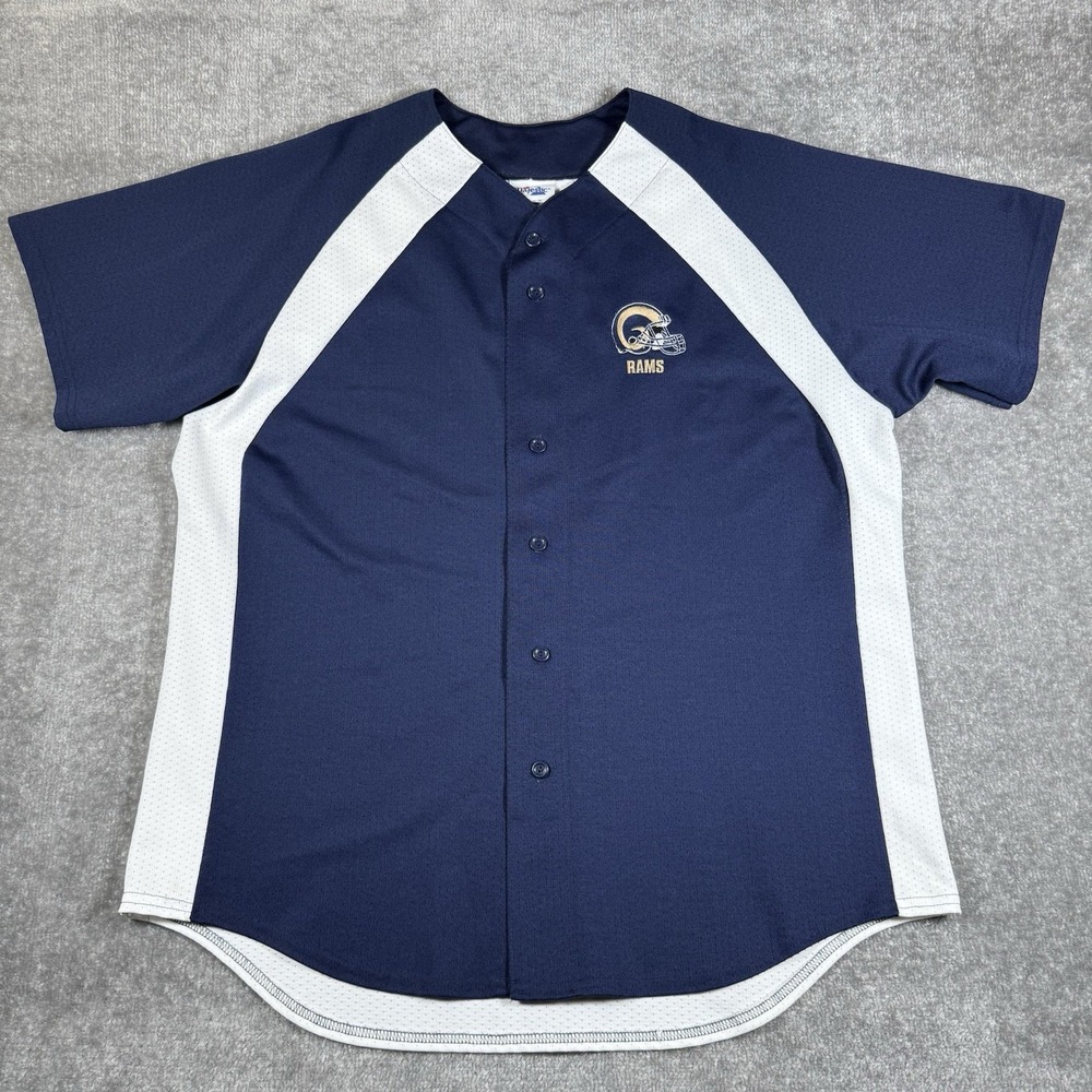 Vintage Majestic St Louis Rams Jersey Men's XL Blue Button Front Embroidered USA